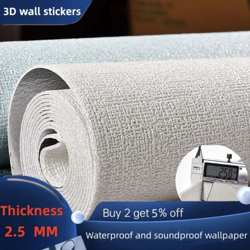 10m Self Adhesive 3D Wall Panel Wallpaper Foam Soundproof Waterproof 3D Wall Sticker New Design Bedroom Wallpaper Thickening