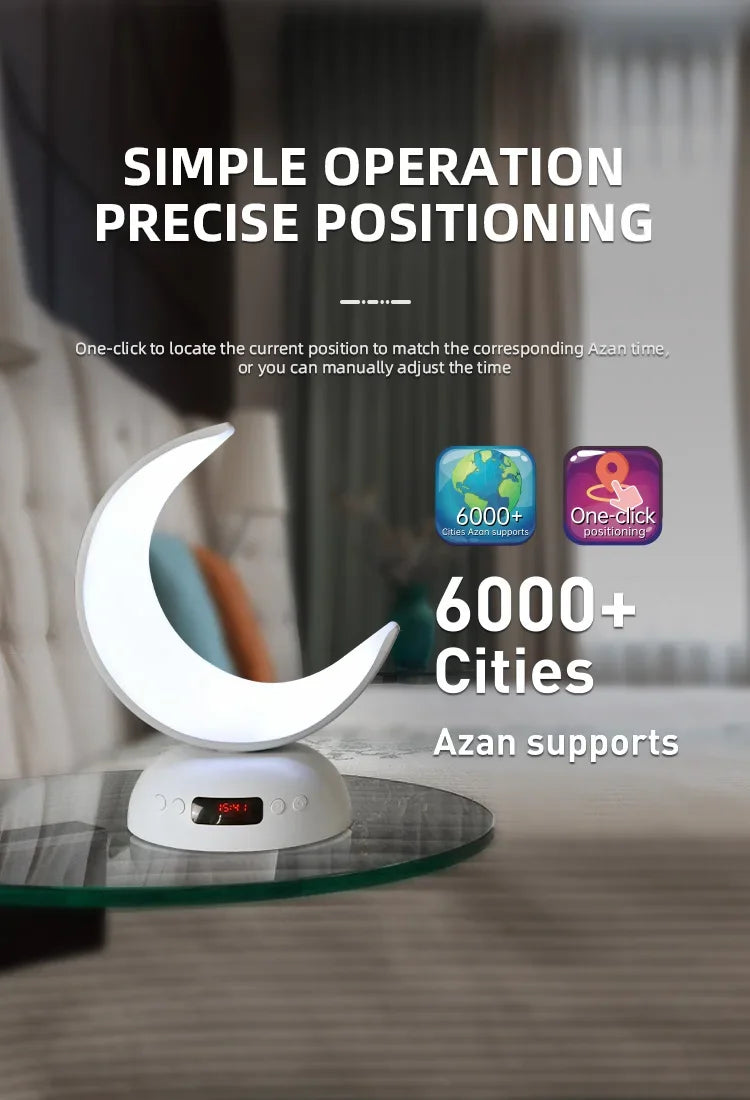 Quran Azan Clock Islam Muslim Arabic Koran Bright Bluetooth Speaker Portable Night Light Lamp Holy Wireless Ramadan Islamic Arab