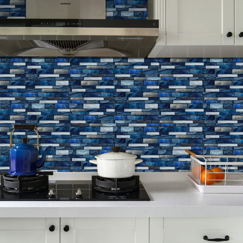 Self Adhesive Waterproof Imitation Marble Flat Wall Tiles Suitable for Indoor Wall Decoration (6/12/24/48 PCS)