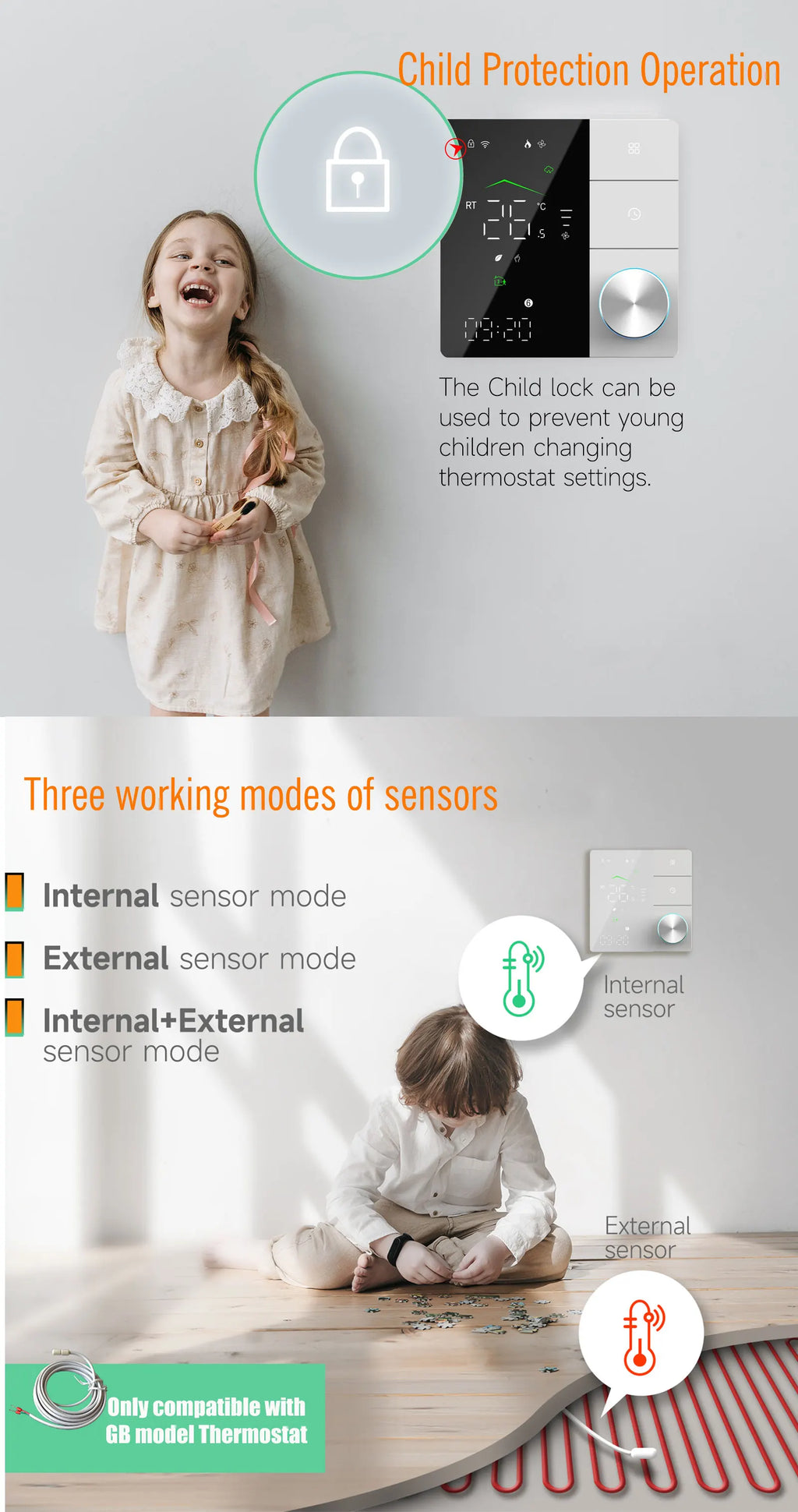 24V 110V 220V Heating Thermostat Matter for Compatible ZIGBEE WIFI Protocol Work Apple HomeKit,Google Assistant,Amazon Alexa