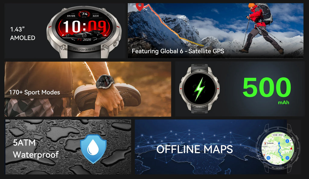 2026 New Outdoor GPS Smart Watch Map Compass Navigation 5ATM Waterproof Bluetooth Call 100+Sport Mode Men AMOLED HD Smart Watch