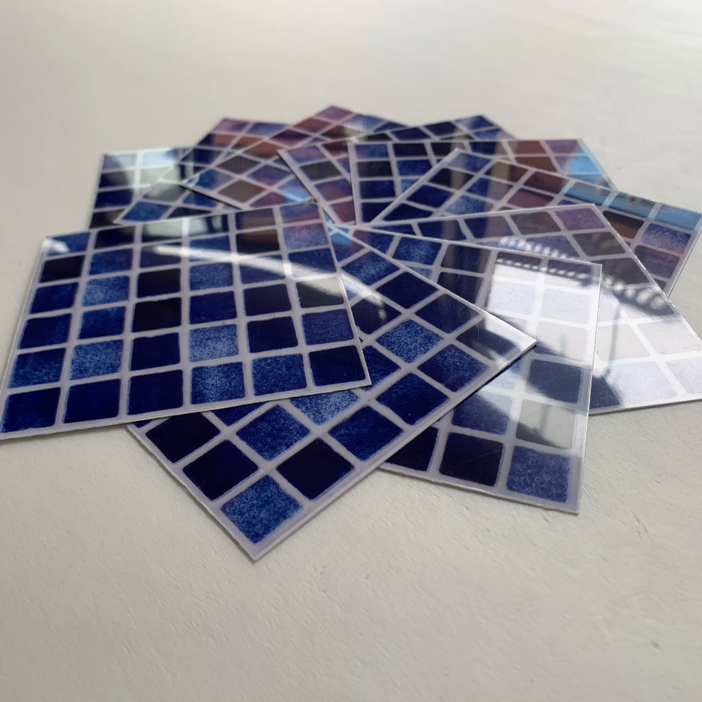 10pcs Purple Mosaic Hard Tiles Sticker Flat Printed in 2d Transfers Cover for Kitchen Bathroom Wallpaper Peel & Stick Wall Decal
