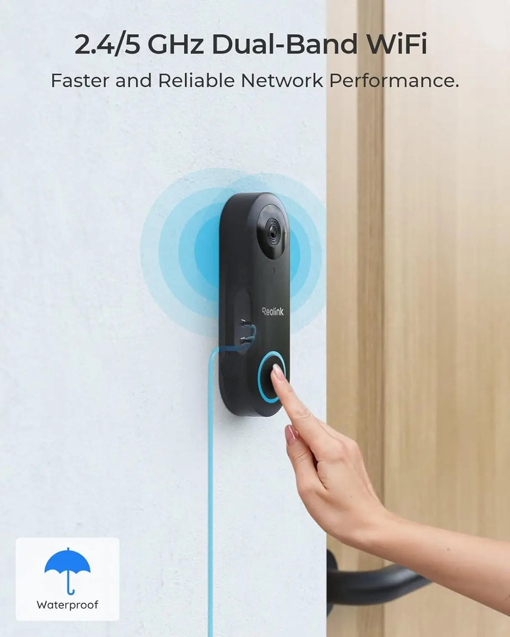 REOLINK 2K+ Wired Video Doorbell WiFi Camera Outdoor Dual Wi-Fi 4:3 View Smart Detection Front Door Home Security with Chime V2