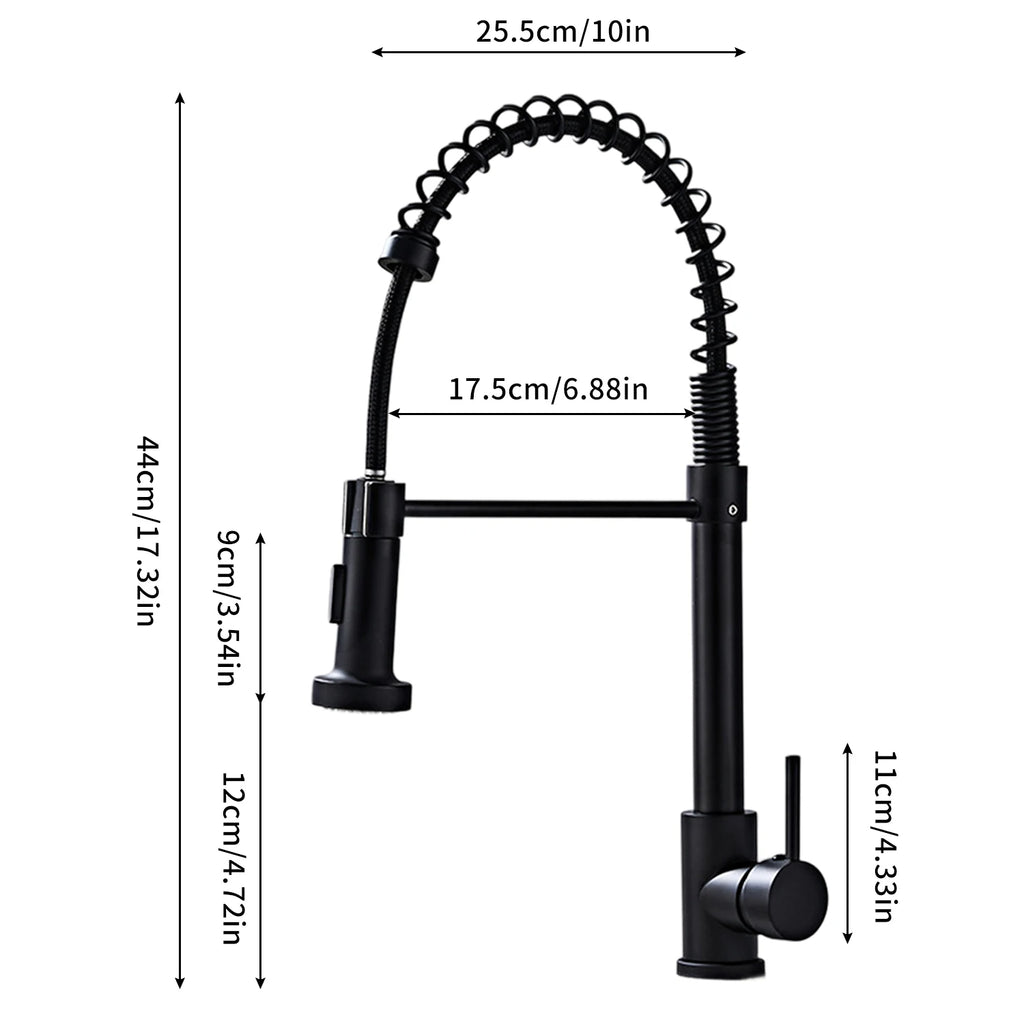 Kitchen Faucets Pull Out Sink Water Tap with Ceramic Valve Hot & Cold Water Different Water Flow Modes Deck Mounted 360° Rotation Fit for Two Sinks
