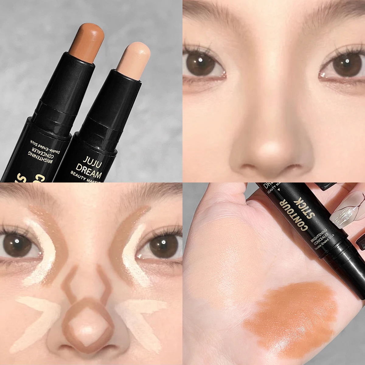 Tidesmit double-headed contour and highlighter stick for nose shading and under-eye brightening face makeup