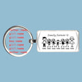 Custom personalized family keychain with engraved stick figure illustration, perfect for meaningful family gifts.