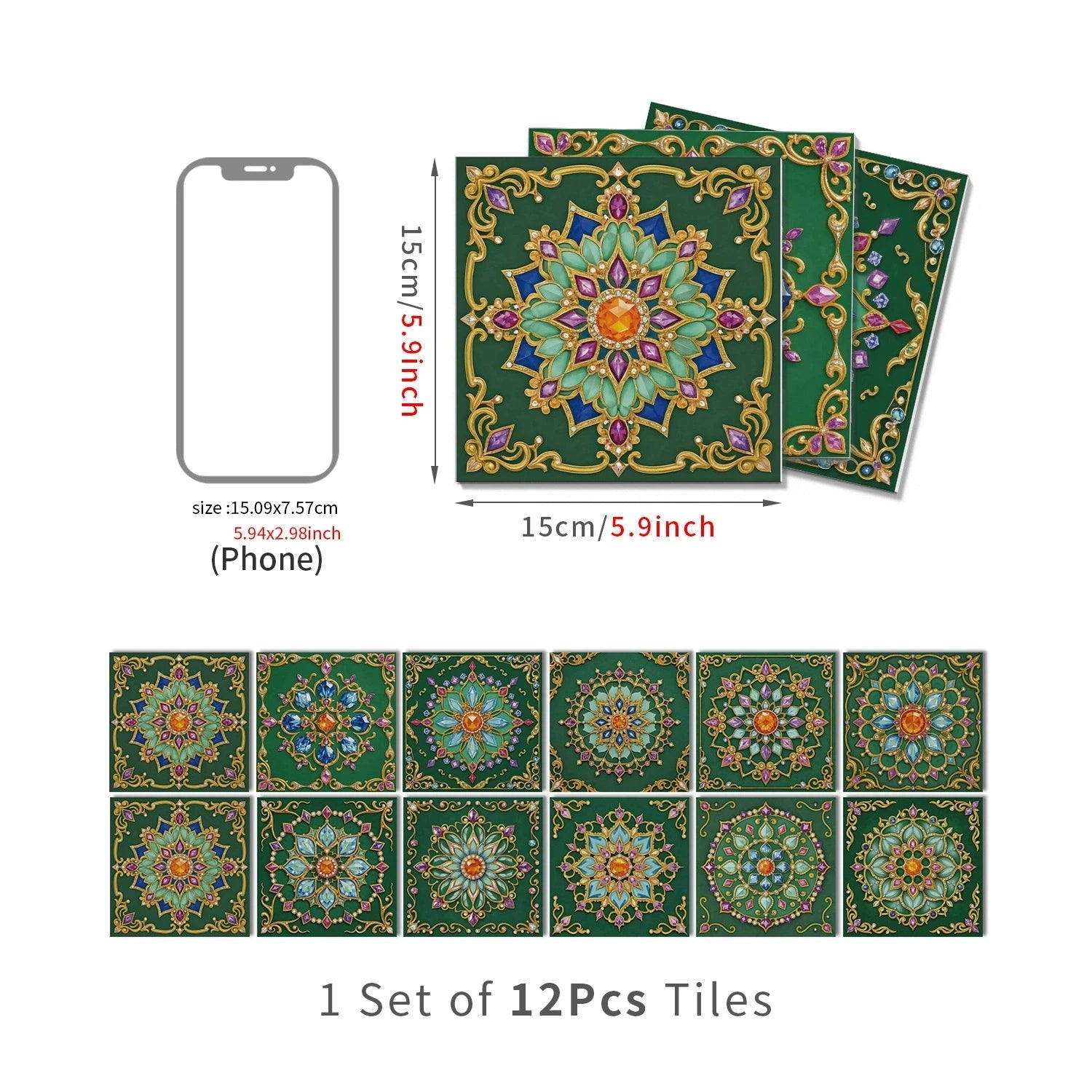 12 /24pcs Mosaic Tile Stickers Crystal PE Backsplash Tile for Kitchen Peel and Stick Self Adhesive Tiles Decal for Kitchen Bath