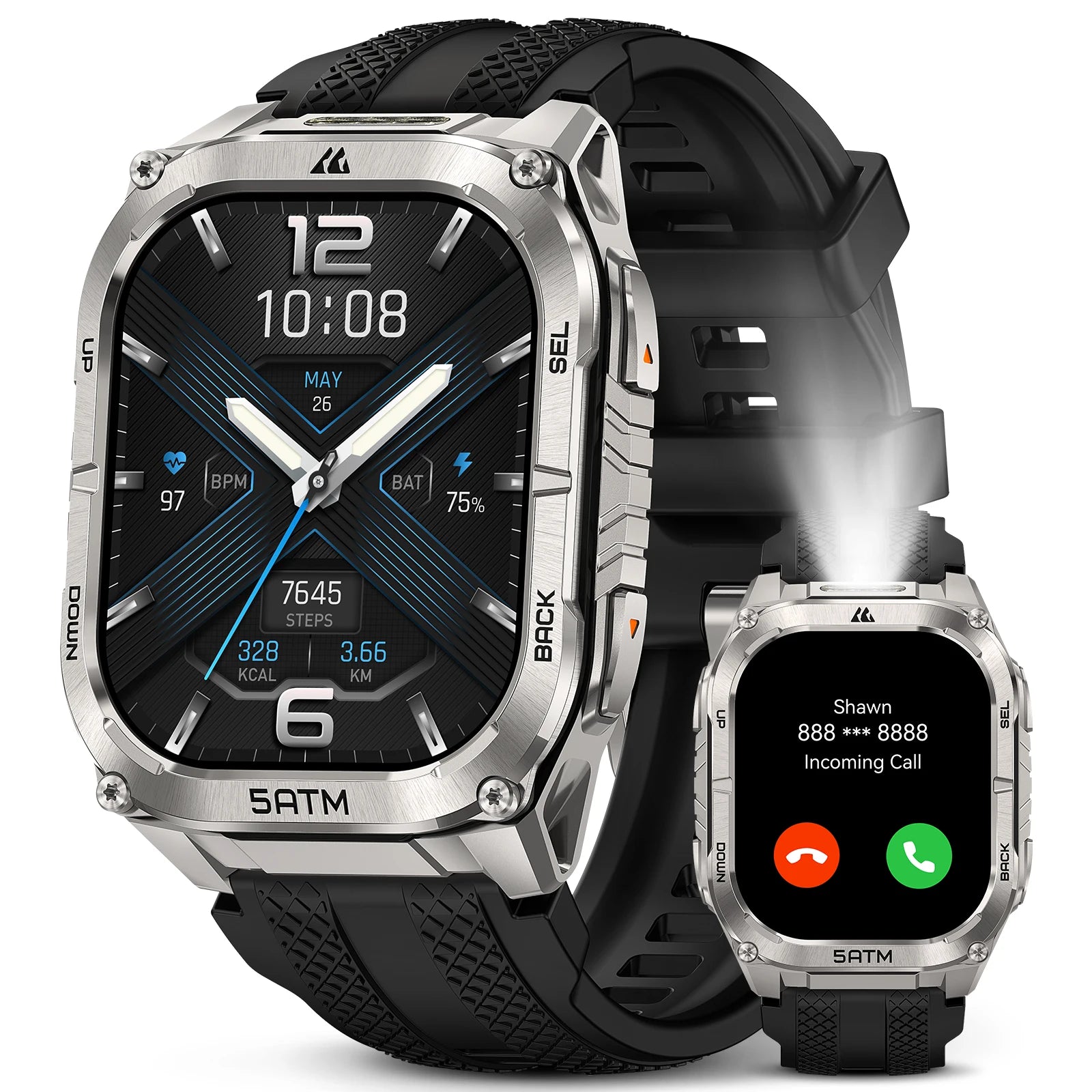 KOSPET TANK M4C Smartwatch for Men Tactical Outdoor Watch with Walkie-Talkie & GPS Military-Grade Durability 5ATM Waterproof
