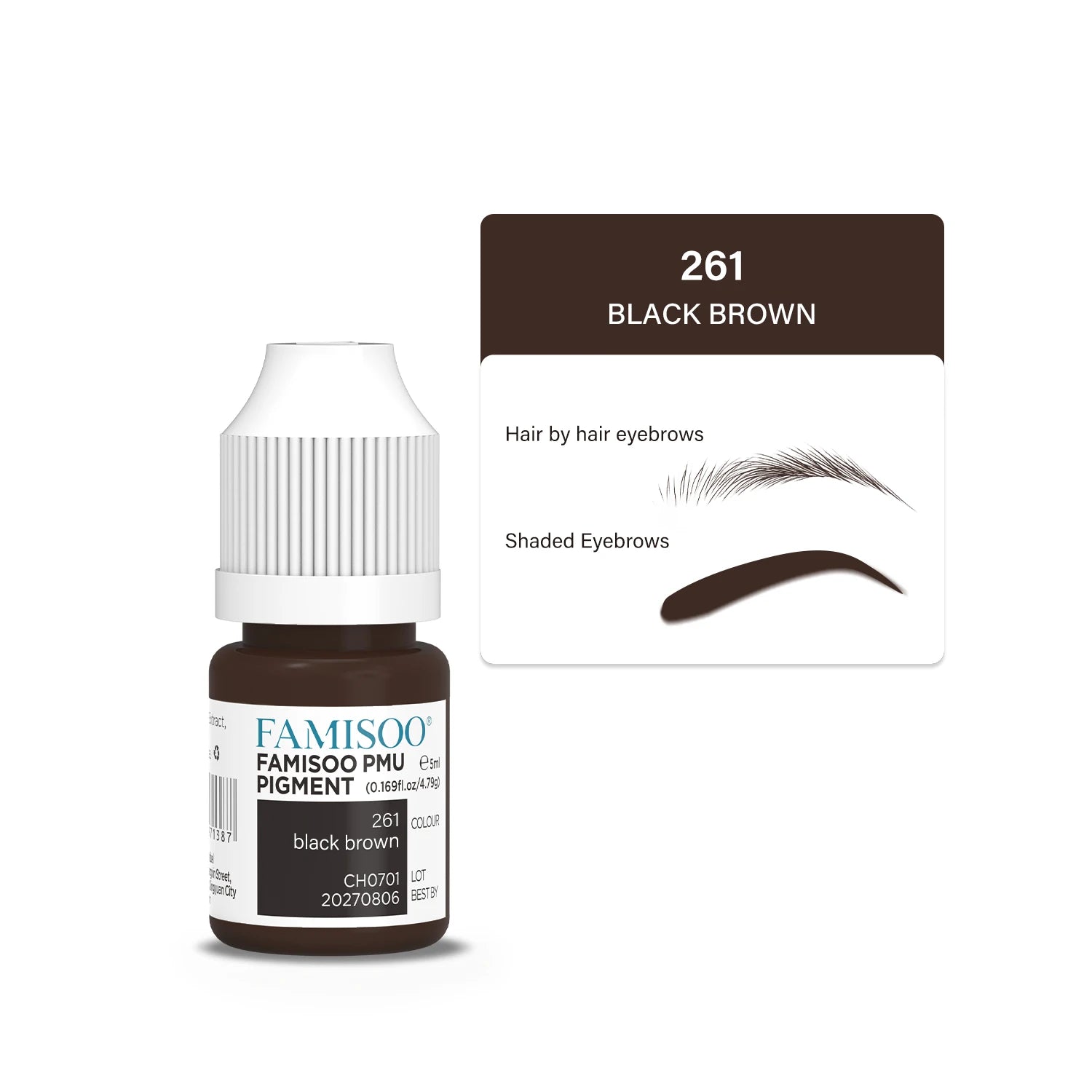 Professional Microblading Eyebrow Tattoo Ink - Long-Lasting 5ml Pigment Permanent Makeup Machines 261 Black coffee China