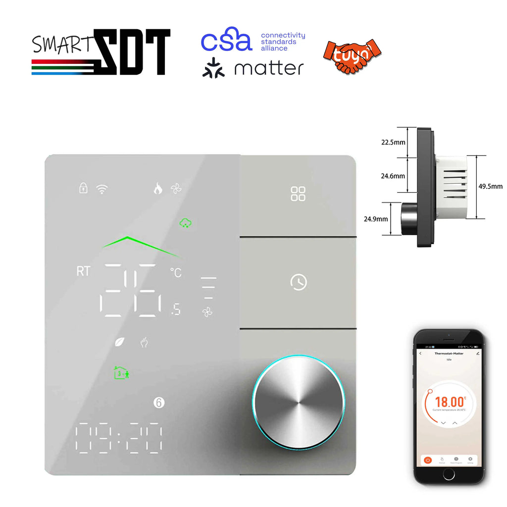 24V 110V 220V Heating Thermostat Matter for Compatible ZIGBEE WIFI Protocol Work Apple HomeKit,Google Assistant,Amazon Alexa