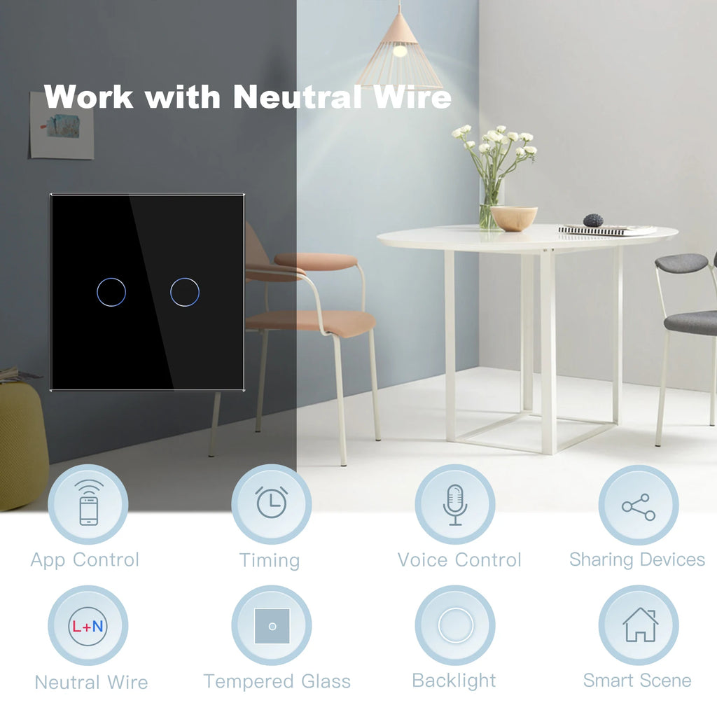 Wifi Smart Light Switch | 1-3 Gang Touch Control | Alexa & Google Compatible Tidesmit