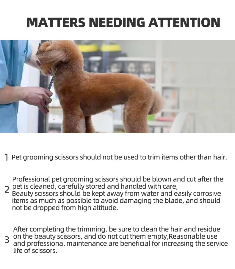 7-inch professional pet grooming fishbone scissors for precise, dense dog hair trimming and master styling.