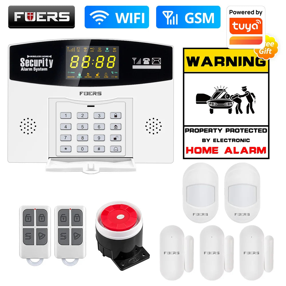 Fuers WIFI 4G 2G GSM Alarm System work with Tuya SmartBurglar Alarm Wireless Wired Security Zone Link Alexa Google Motion Sensor