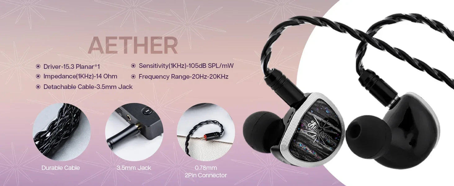 Kiwi Ears Aether Planar IEMs: 15.3mm Driver Gaming Audio | Tidesmit Tidesmit