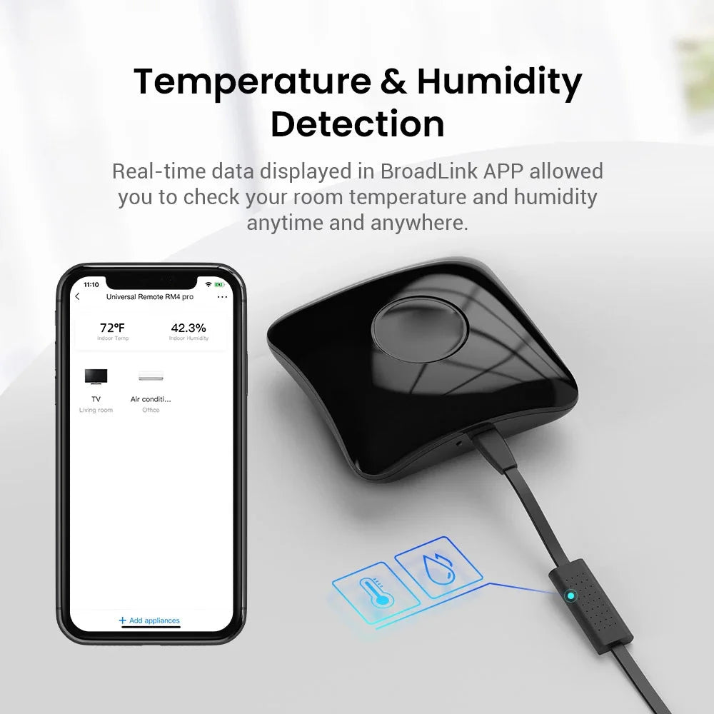 BroadLink RM4 Pro RM4+ HTS2 Version Smart Remote Control with Temperature Humidity Sensor Wireless Universal Remote Smart Home