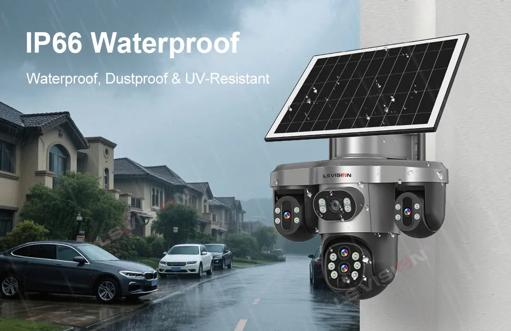 LS VISION 20MP 10X Optical Zoom 4G Solar Camera Outdoor WiFi Three Screen 3PTZ 360° Auto Tracking Security CCTV Camera V380 Pro