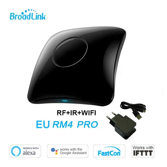 Black RM4 PRO universal remote with power adapter bundle, EU version