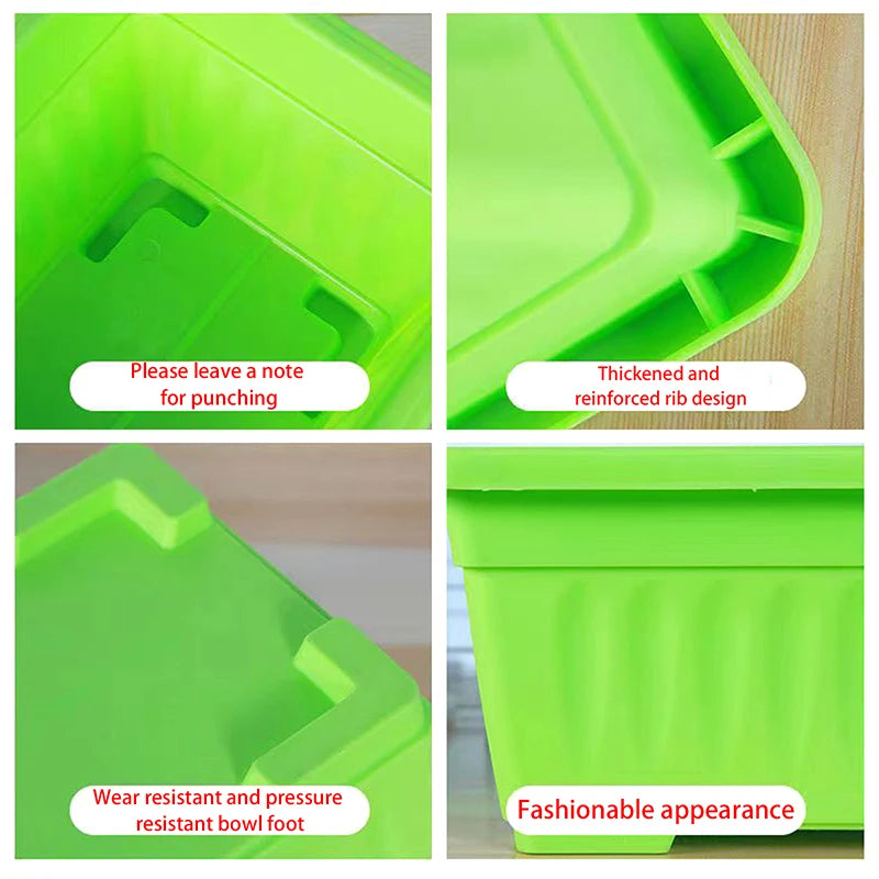 【ZYAA-1】1Set Plastic Vegetable Planters Rectangular Flowerpots For Balcony Indoor Gardening Breathable Plants Pots Garden Tools
