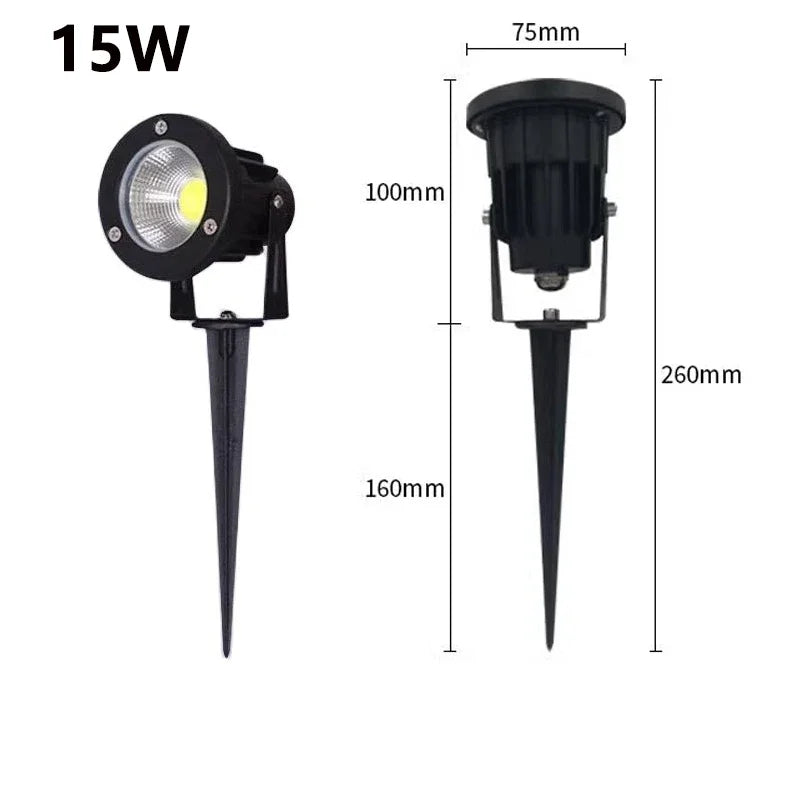 LED Waterproof Outdoor Garden Lawn Lights Spike Bulb 5W/10W/15W Tuinverlichting 220V 110V 12V - Adjustable Solar Powered Garden