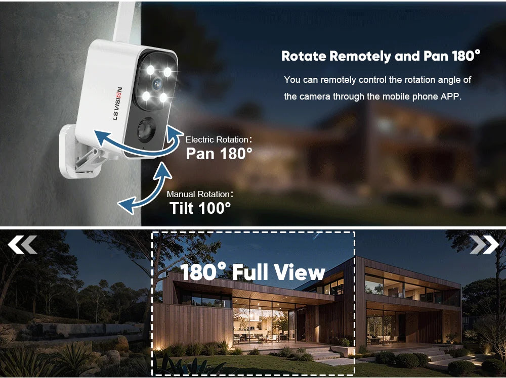 LS VISION Outdoor Solar Camera Wireless Cam WIFI/4G Ultra Standby Time PIR Motion Light Color Night Vision AI Detect Battery Cam