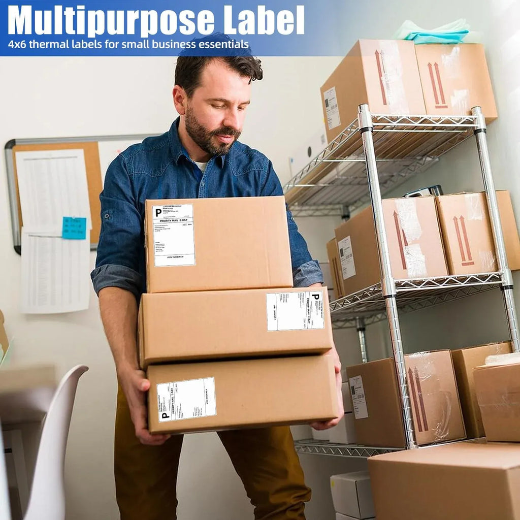 Carton shipping boxes with 4x6 thermal barcode labels