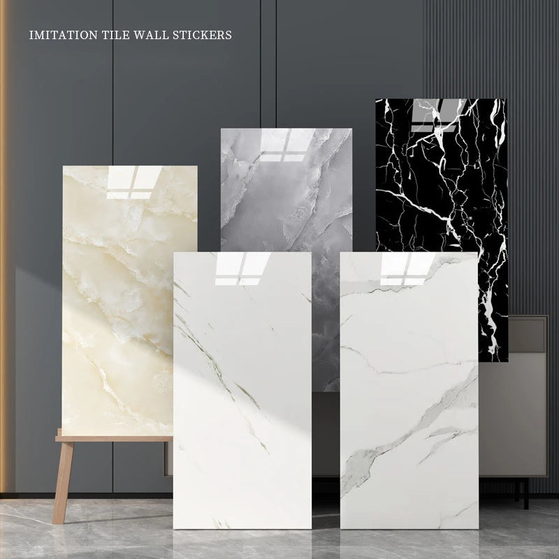 30x60cm Kitchen Self Adhesive Marble Tiles Wall Stickers Waterproof PVC Floor Tile Sticker for Living Room Bathroom Decoration