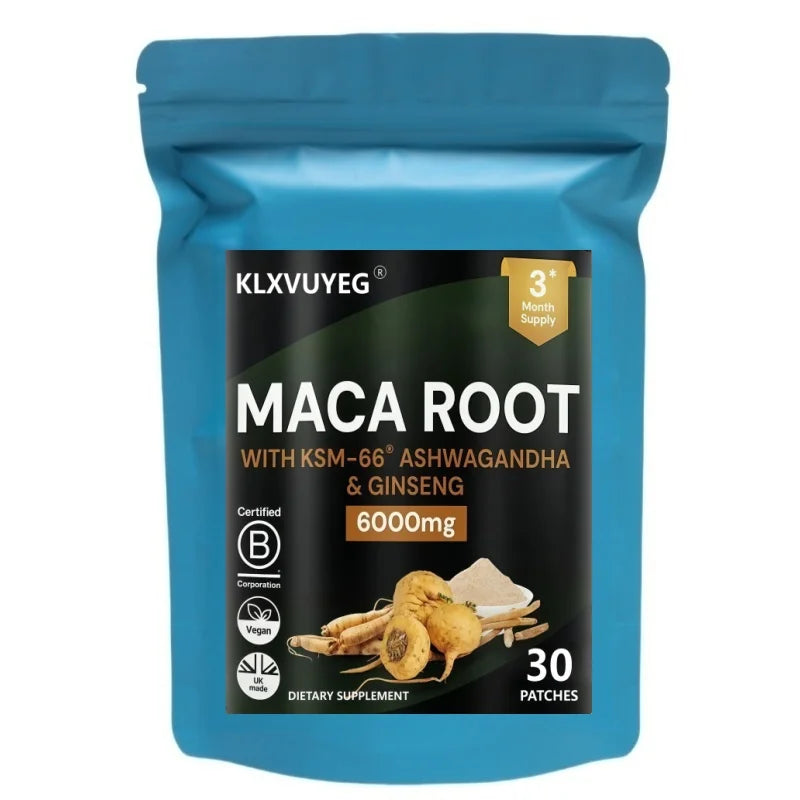Maca Root With KSM Ashwagandha, Panax Ginseng & Black Pepper - *Strongest* Legal Testosterone Booster, 30 Patches