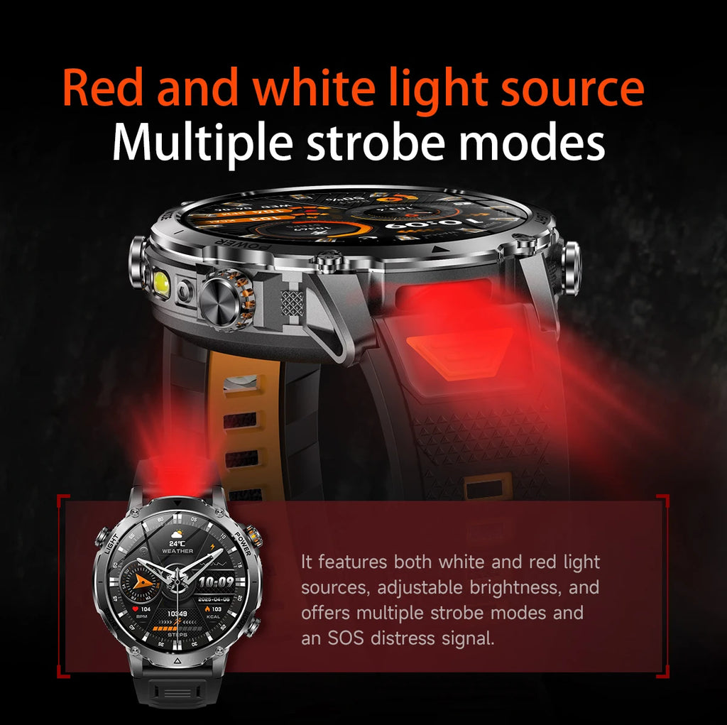 LIGE TANK Ultra Military Smart Watch 1400mAh Battery 10ATM Waterproof Heart Rate LED Flashlight Sports Bracelet Men Smartwatch