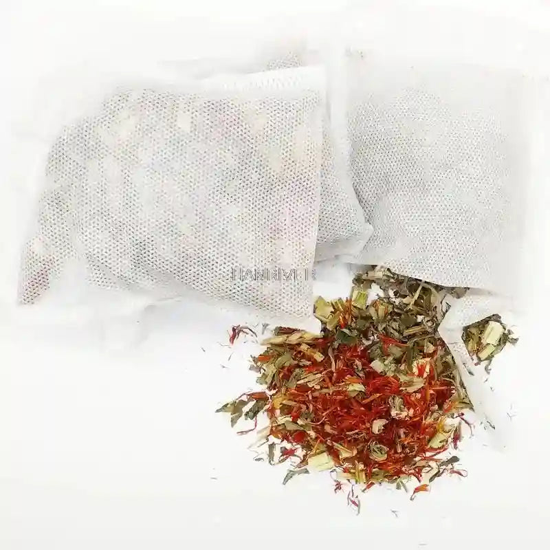 Chinese herbal foot soak bags with ginger, safflower, and mugwort for home spa bath relaxation and foot care.