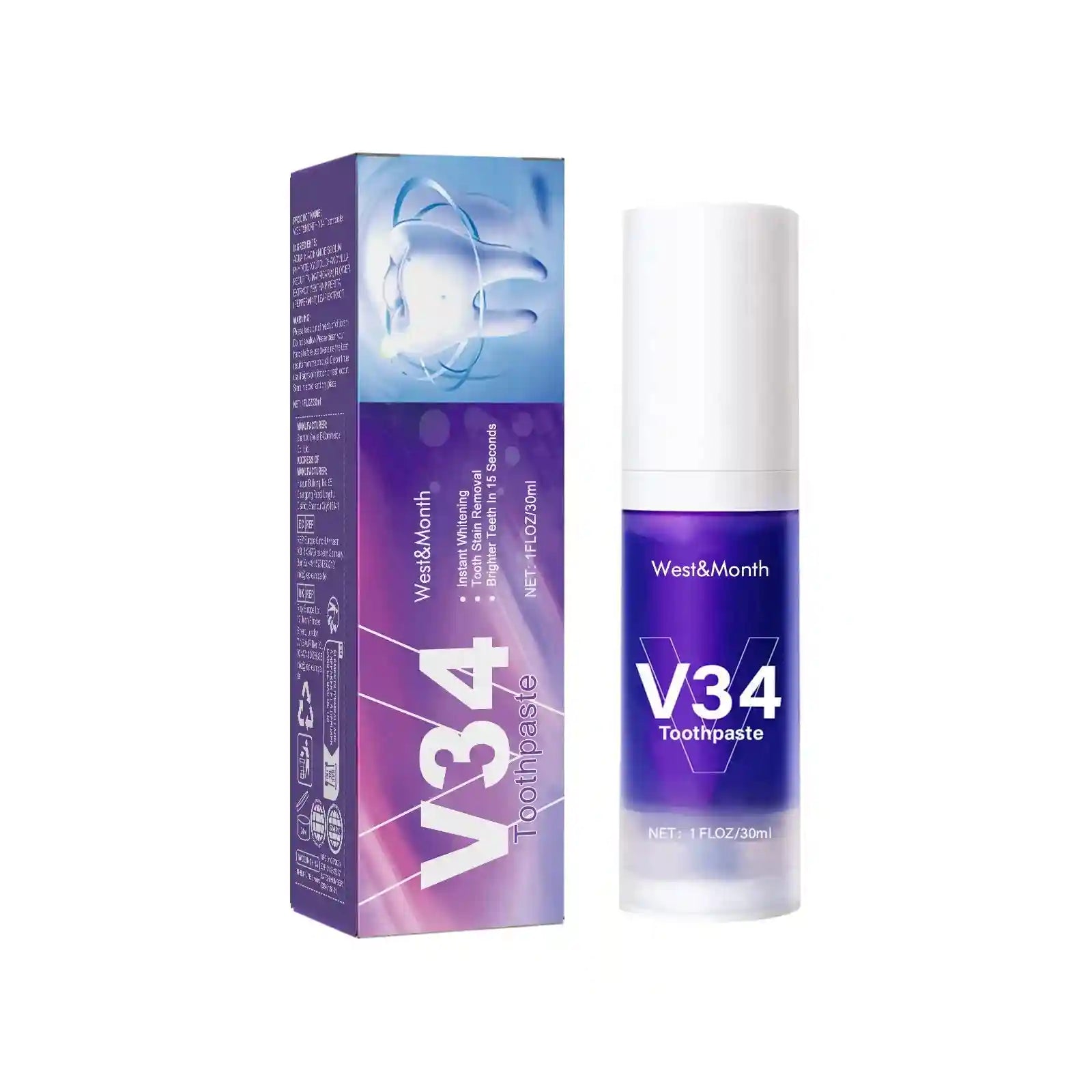 Tidesmit V34 Intensive Teeth Whitening Cleansing Mousse for gentle gum care and fresh breath