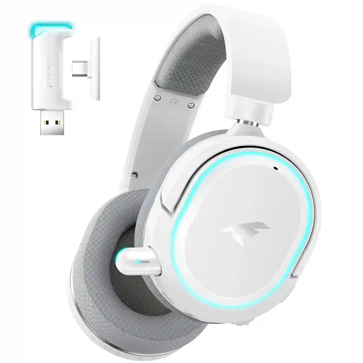 Wireless Gaming Headset with 7.1 Surround Sound and Low Latency Audio White Tidesmit