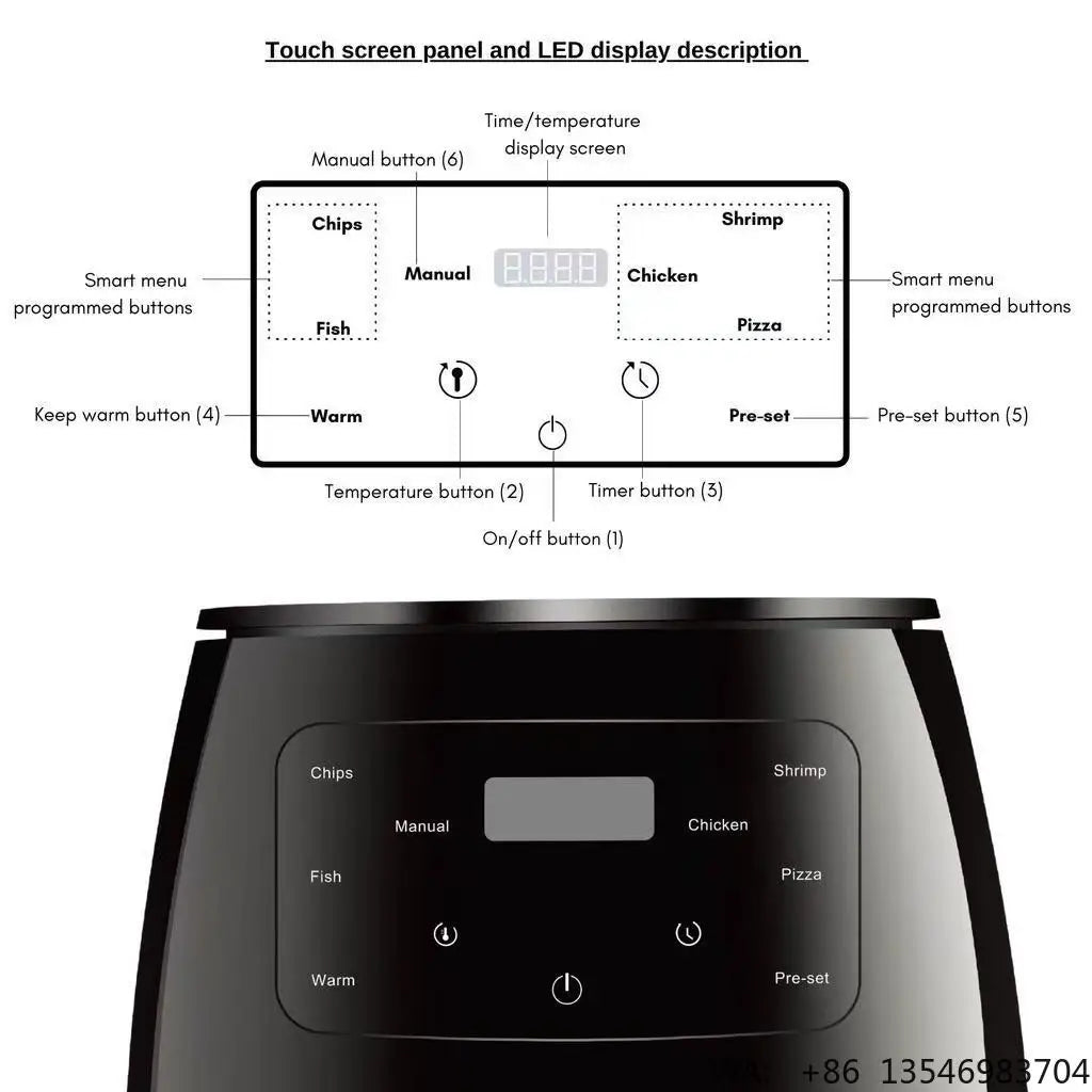 6L Capacity Home Commercial Automatic Air Fryer Digital Multifunctional Oil Free Electric Fryer