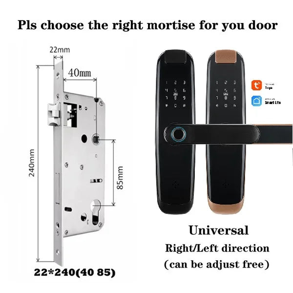 TUYA APP Compatible Smart Life App Unlock Smart Door Lock for Home Wood Door with Fingerprint Handle Combination Rfid Card