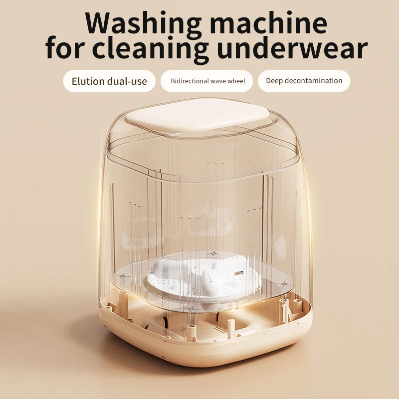 Tidesmit portable washing machine with mini spin dryer showing interior basket and three cleaning mode settings