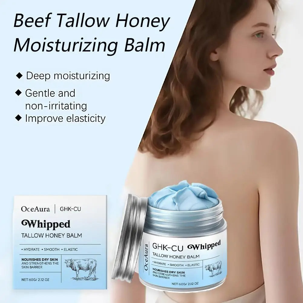 GHK-CU Whipped Tallow Honey Balm Hydration Body Moisturizer for Mature Dry & Sensitive Skin Targeted Skin Barrier Support