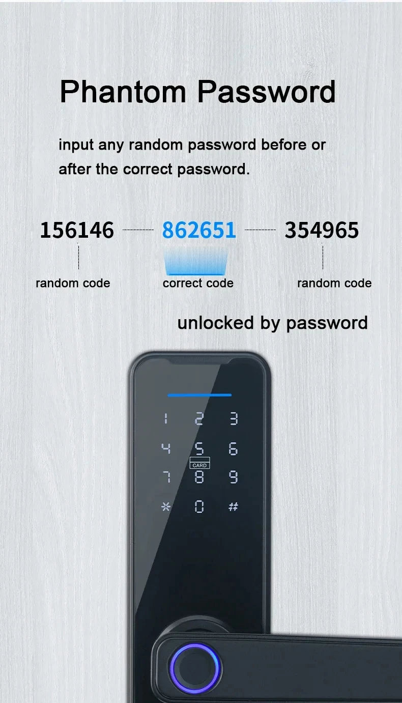 Tuya Fingerpirnt Password Smart Door Lock Digital Keypad Electronic Lock Card Keys Fingerprint Tuya Bluetooth Smart Lock Keyless