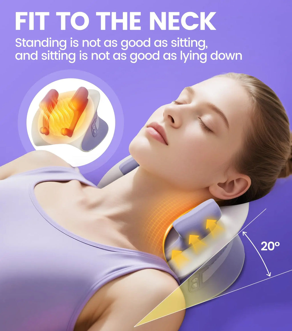 Electric Neck Massager with Heat Therapy - Purple Tidesmit Wellness Device Massage Cushion Tidesmit