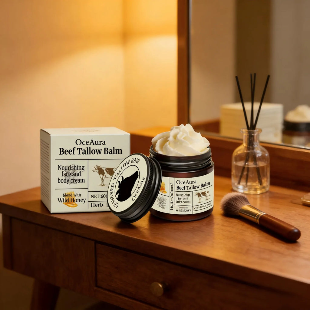OceAura Beef Tallow Honey Balm Smooth Skin Barrier Repair Care Anti Cracking Body Moisturizer Olive Oil Nourishing Face Cream