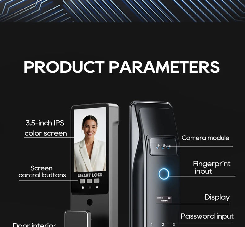 SANKESONG Tuya Smart 3D Face Door Lock Security Camera Monitor Intelligent Fingerprint Password Biometric Electronic Key Unlock
