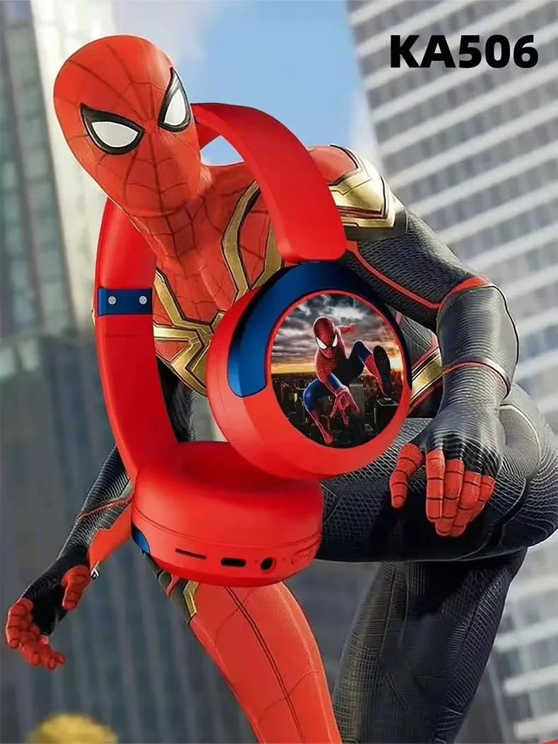 Spider Man Kids Wireless Headphones - Foldable Over-Ear Bluetooth Audio Tidesmit