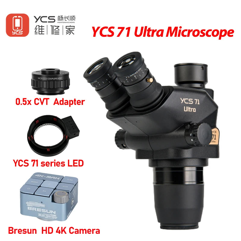 NEW YCS 71 Ultra HD Trinocular Microscope Head 0.67X-45X Zoom for Phone Electronic Repair Microscope Camera