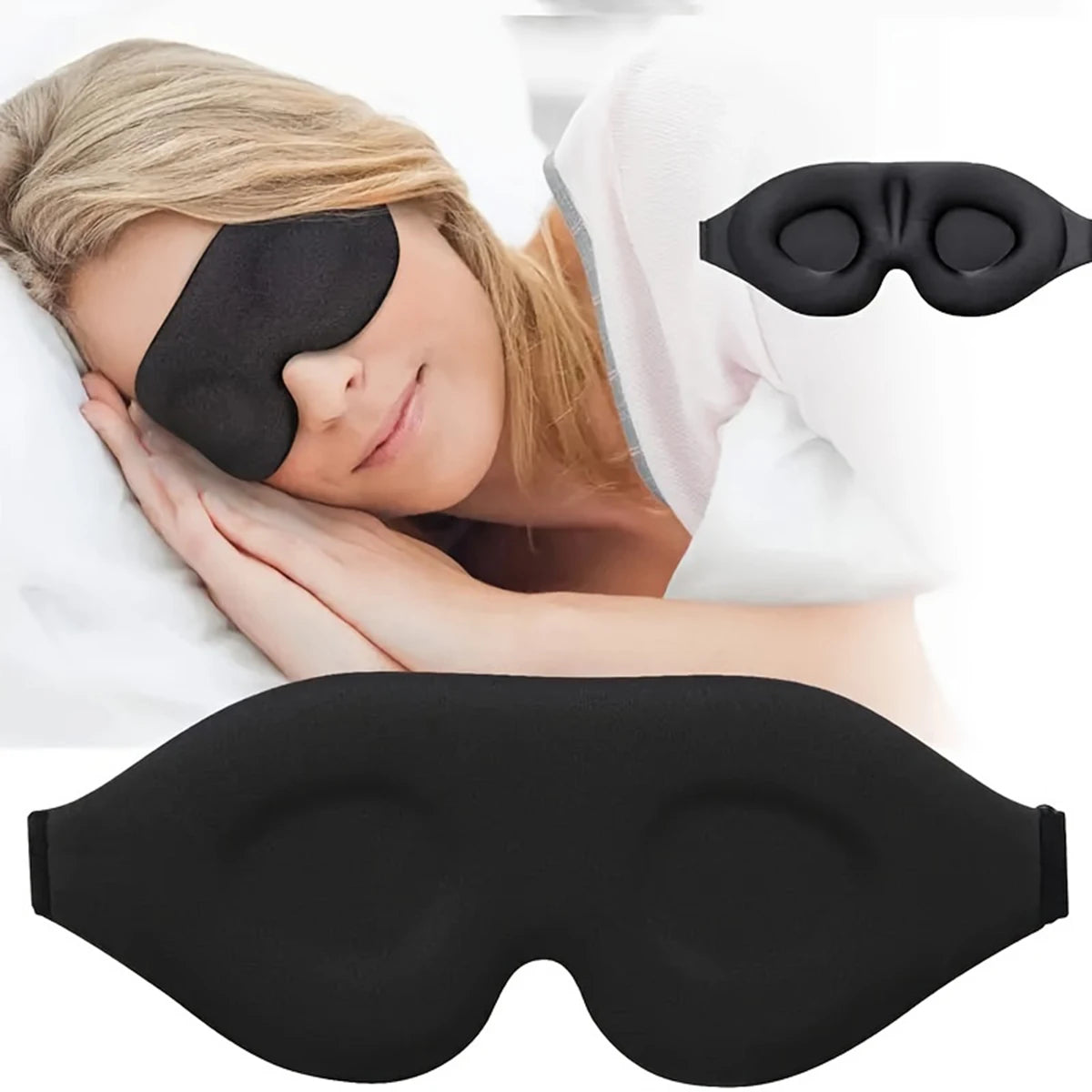 3D Eye Mask Adjustable Suitable for Men and Women with No Pressure on the Eyes Breathable and Light Blocking Eye Mask Black