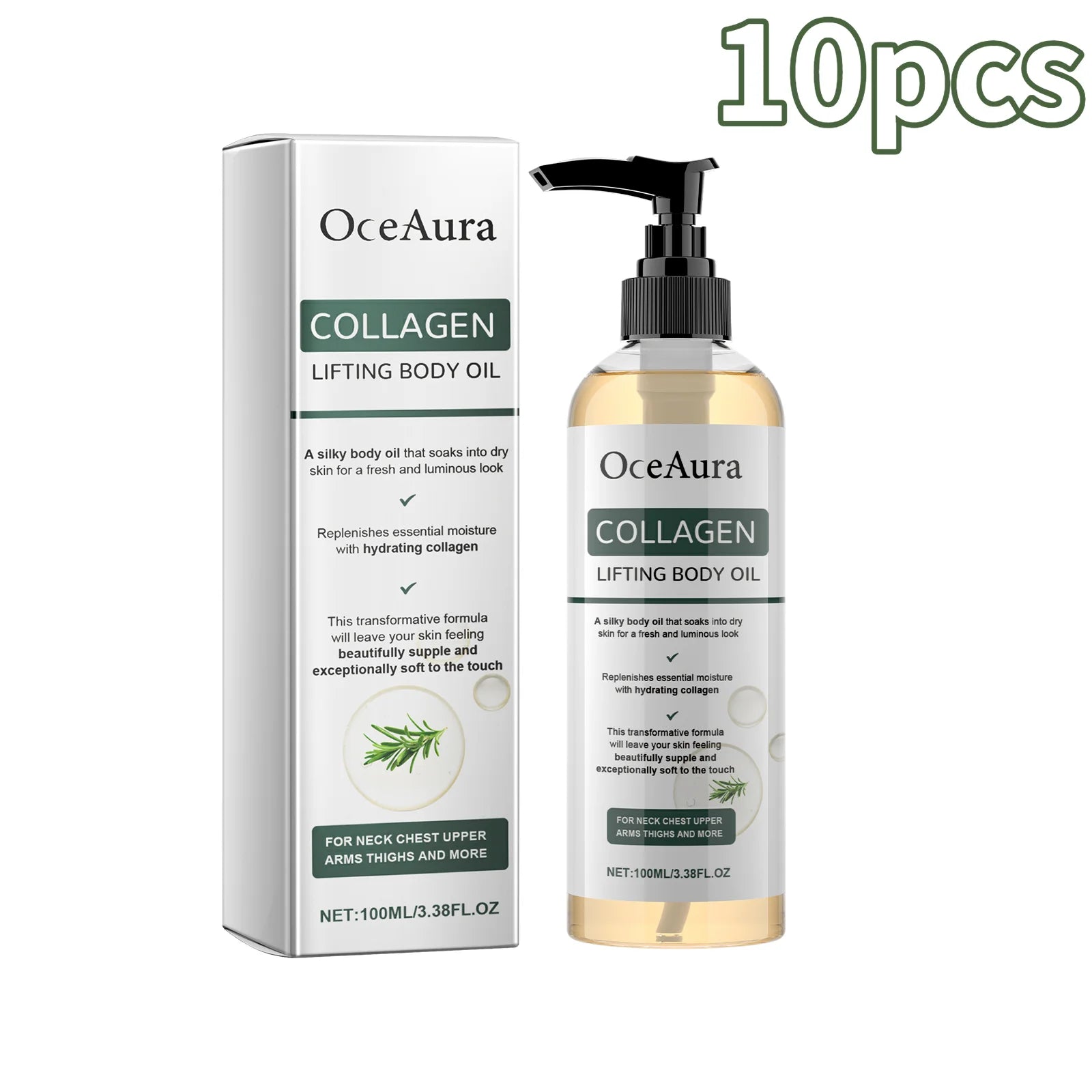 Collagen lifting body oil 10-pack: pump bottle with carton, 100ml