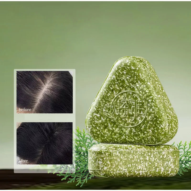 Usman Grass Platycladus Herbal Shampoo Soap Natural Hair Loss Treat Strengthens Roots Controls Oil Cleanses Scalp Hair Growth