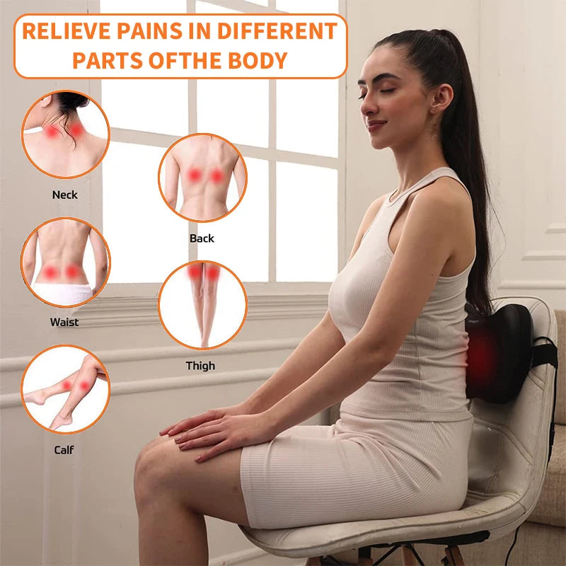 Electric Cervical Neck Massager with Heat Therapy & Spine Support Massage Cushion Tidesmit