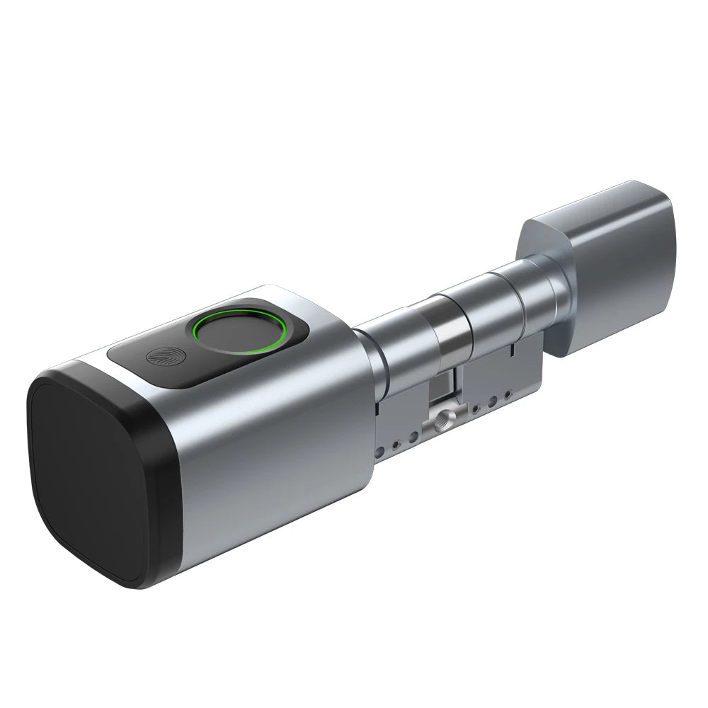 Support Tuya App Intelligent Plug-in Lock IP65 Biometric Fingerprint App Control Cylindrical Bolt Alex/Google Home/Office Door