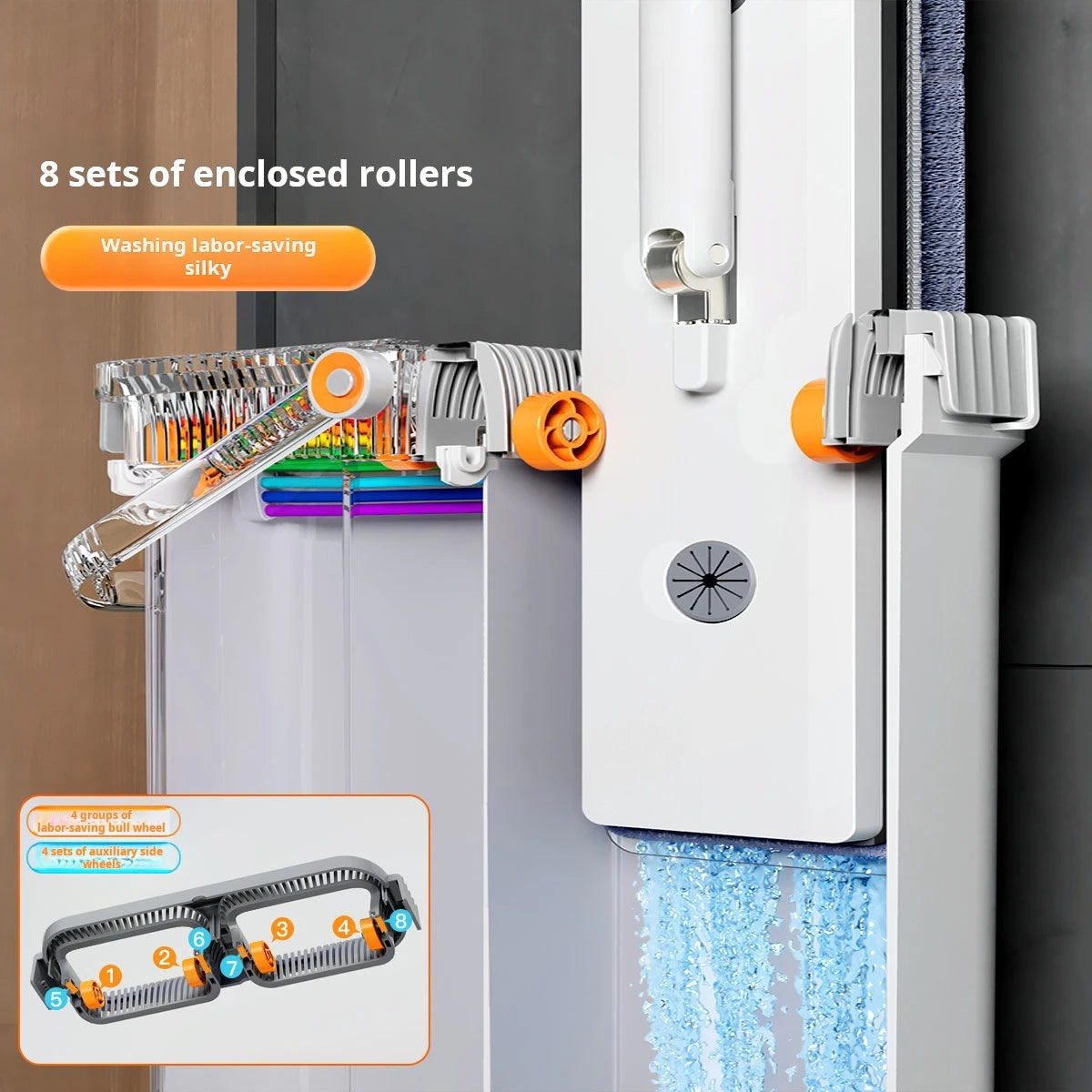Spin Flat Mop Combo Set With Bucket Joybos 33cm Wet Dry Floor Cleaning Scraper Barrel Mops Washable Microfiber Toilet Bathroom