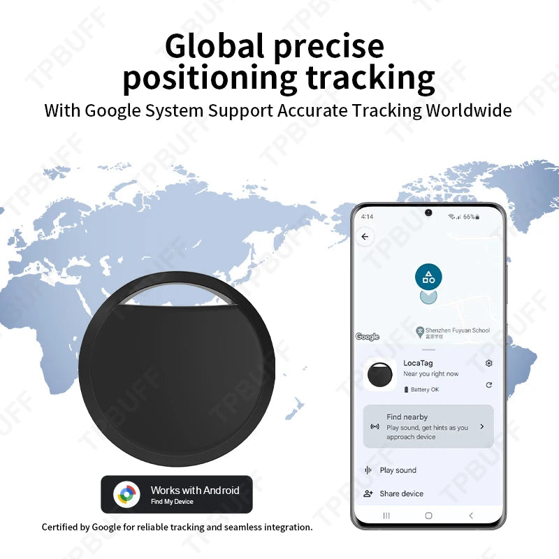 Bluetooth GPS Tracker Key Finder - Android Compatible 4 Pack Black Tidesmit