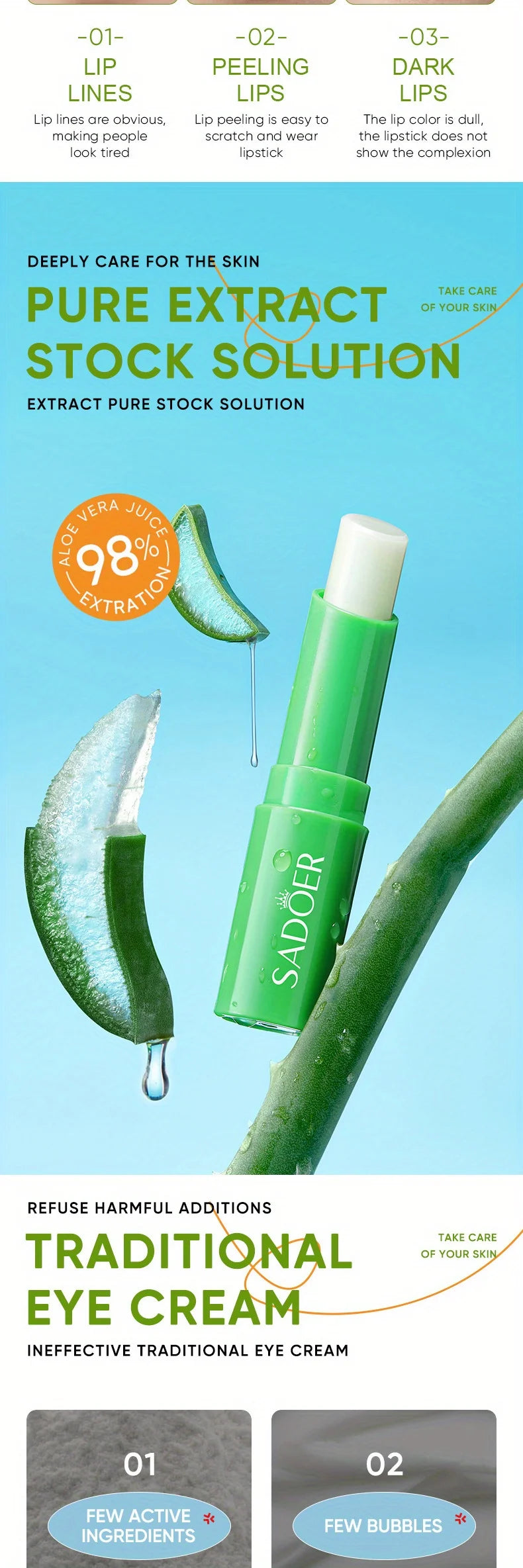 Aloe Vera Lip Balm for Hydrating Dry Lips - Cruelty-Free Lip Care Set Lip Care Tidesmit