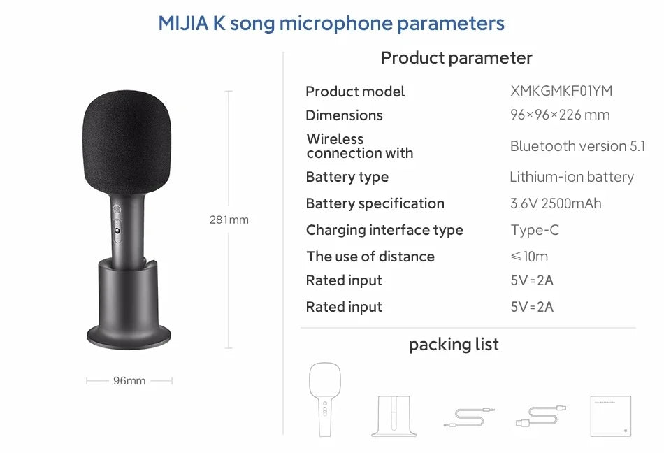Mijia K-Song Microphone wireless bluetooth 5.1 DSP Noise Cancellation Stereo Sound Effect Double Duet with 9 Kinds Sound CN